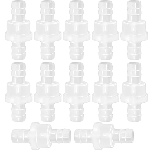 JoyTube 12 Packs Check Valve 3/8” (10MM) One-Way PVDF Plastic Hose Barb for Liquid Air