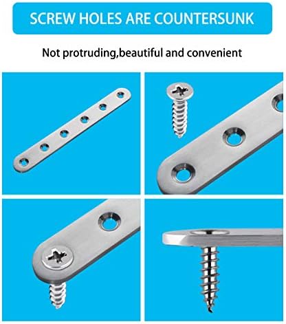 4 Pieces Stainless Steel Straight Brace (6.1 x 0.7 inch，156 x 18 mm) Flat Straight Braces, Straight Brackets, 24 Pieces Screws Included
