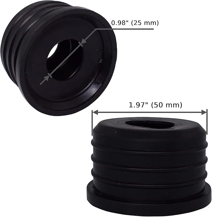 (Pack of 5) Black Rubber Sleeve for Drain Pipe, 1.57" x 0.98" (50 x 25 mm) Pipe Connector, Adaptor, and Reducer
