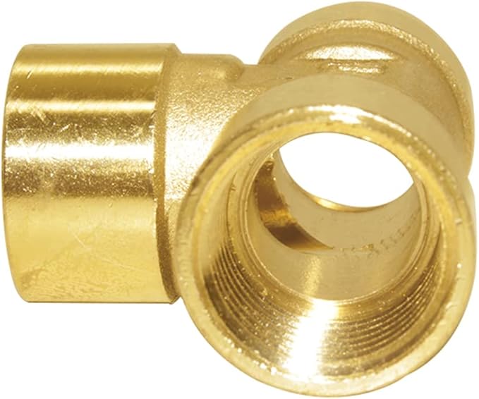 Joywayus Brass Pipe Fitting Barstock Tee 3 Way NPT 1/2" x 1/2" x 1/2" Hose Fitting (Pack of 2)