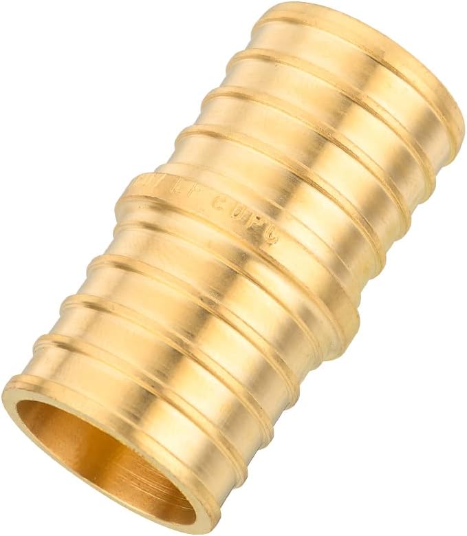(Pack of 25) EFIELD Pex Barb Crimp Brass Fittings 1-Inch x 1-Inch Straight Couplings, ASTM F1807, UPC Certified (25),(PEX1807010-25PCS)