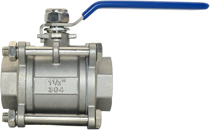 Ball Valve NPT Thread - Stainless Steel 304 Female 3-Piece Full Port(1-1/2'')