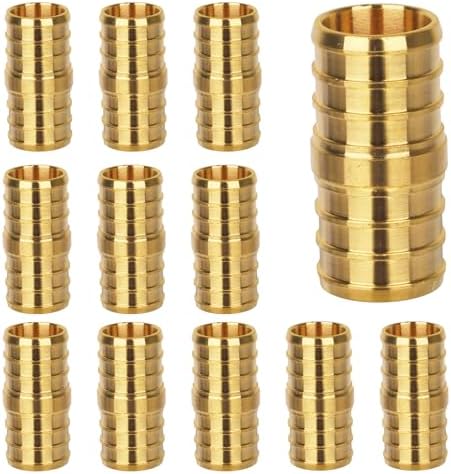 12 Pack 1/2" Pex Coupling, Pex Fittings, Heavy-Duty Brass Crimp Fittings for PEX Pipes with Leak-Resistant Construction, NSF & UPC Certified