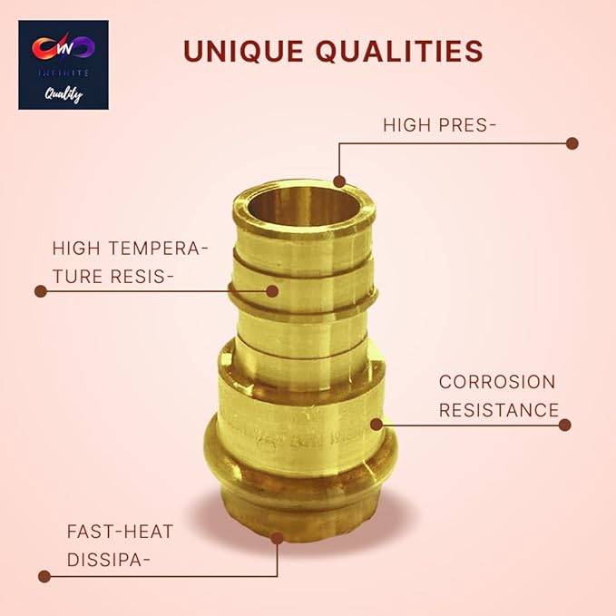 1/2 Inch PEX Expansion Coupling Brass Adapters for Copper - 1/2 inch Press - PEX Pipe Connection Press Fittings 1/2" (Pack of 5)