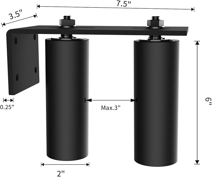 6" Gate Roller Guide with L-Bracket, Universal Adjustable Gate Guide Roller,Sliding Gate Rollers,Heavy Duty Sliding Gate Kit for Door Hardware and Sliding Gates(2Pack-Black)