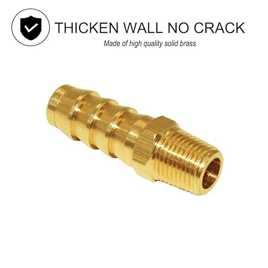JoyTube 5 Pcs Hose Barb Fittings 1/8" Barb to 1/4" NPT Male Thread Brass Metals Adapter connector(Barb Larger)