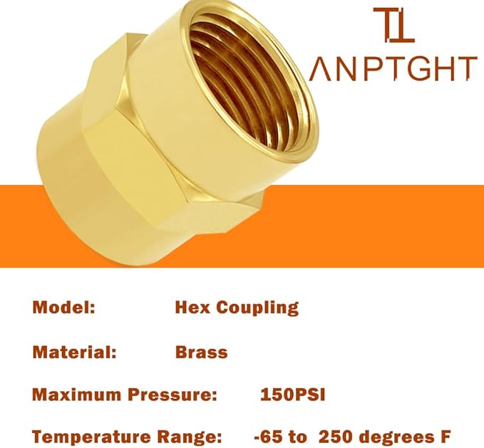 Brass Pipe Fitting NPT Coupler, 1/4" x 1/4" Standard NPT Female thread (pack of 4)