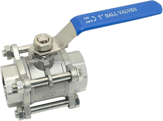 Ball Valve NPT Thread - Stainless Steel 304 Female 3-Piece Full Port(1'')