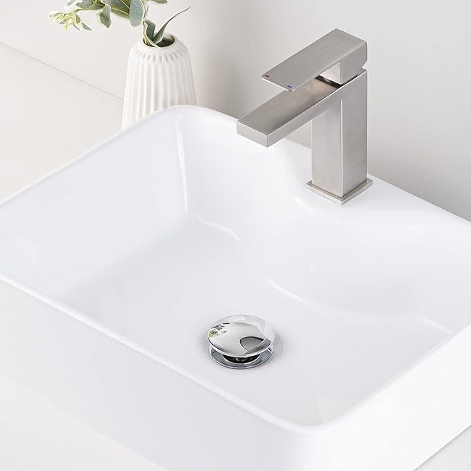KES Bathroom Sink Drain Pop Up Drain Without Overflow Vessel Sink Vanity Stopper Polished Chrome, All Metal Rustproof Brass and 304 Stainless Steel, S2008D-CH