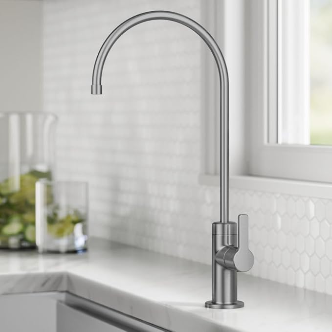 KRAUS Oletto Single Handle Drinking Water Filter Faucet for Water Filtration System in Spot-Free Stainless Steel, FF-103SFS