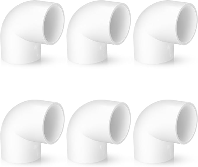 ZhiYo 1 inch PVC Fitting 90 Degree, 6-Pack Tee Elbow Connectors, Furniture-Grade SCH40 PVC Pipe Fittings for Greenhouse, Frames, Sheds, Pet Beds, Pet Enclosures, Hydroponic and Tent Structures