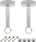 2 Pack Ceiling Mount Bracket, Stainless Steel Wardrobe Pipe Bracket Rod Holder Ceiling Holder, ULIFESTAR Shower Curtain Closet Wardrobe Rod Lever Support Holder Pipe Flange Socket (D*H)26*200mm/1*8''
