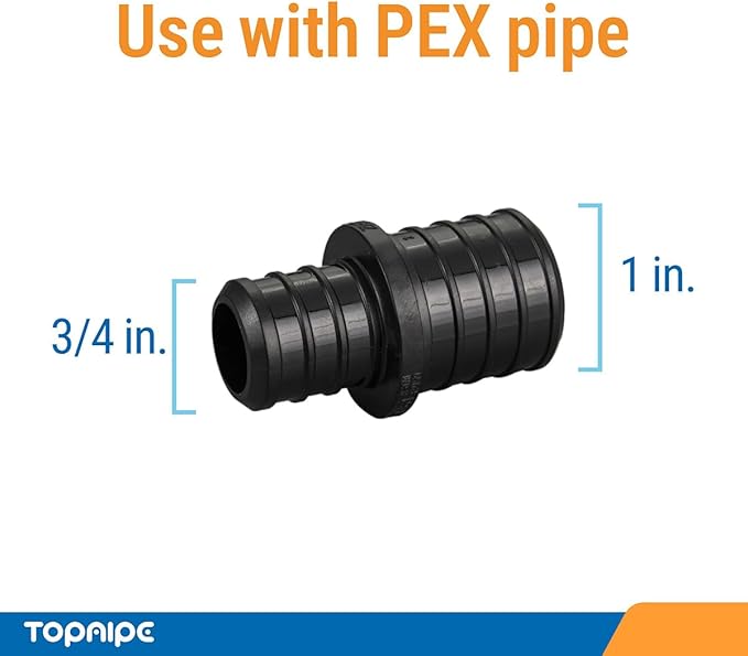 (Pack of 5) Topaipe 1-3/4 Inch PEX Poly Crimp Coupling, PPSU Crimp Coupling for Pipe, Plumbing Fittings, Poly Full Flow Fittings for PEX Tubing, ASTM F2159