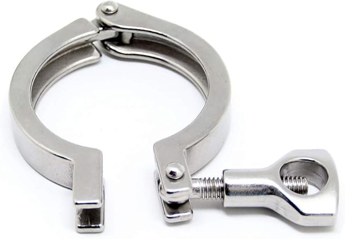 QiiMii Stainless Steel 304 Heavy Duty Sanitary Clamp Single Pin Tri Clover 2 inch with 1 pc Silicone Gasket