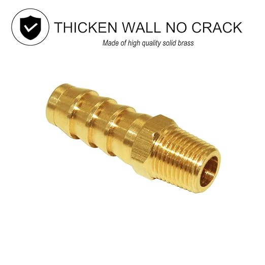 JoyTube 5 Pcs Hose Barb Fittings 5/8" Barb to 1/2" NPT Male Thread Brass Metals Adapter Connector with Hose Clamp