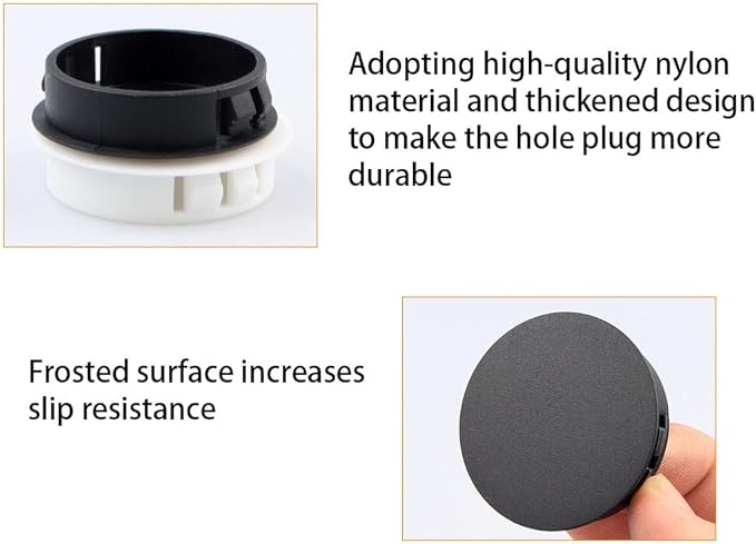 6 Pcs White Plastic Hole Plugs, 60mm(2-3/8") Flush Type Panel Plugs, Round Snap Knockout Locking Plugs for Furniture Insert End Caps Panels
