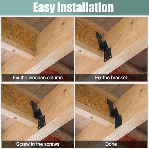 100 Pack Heavy Duty Hurricane Ties with Black Powder-Coated, Hurricane Straps Trusses/Rafters Ties Brackets Joist Hangers for Wood, Shed, Roof
