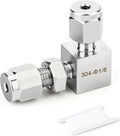 TAISHER 1PCS 304 Stainless Steel 90 Degree Thru-Bulk Bulkhead Compression Tube Pipe Fitting Connector, 1/8" Tube OD x 1/8" Tube OD Straight Adapter