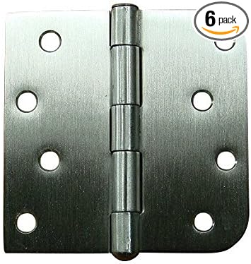 Hinge Outlet 4 Inch with 5/8 Inch Square Radius Ball Bearing Door Hinges, Heavy-Duty Steel, Removable Pin (Stainless Steel,6 Pack)