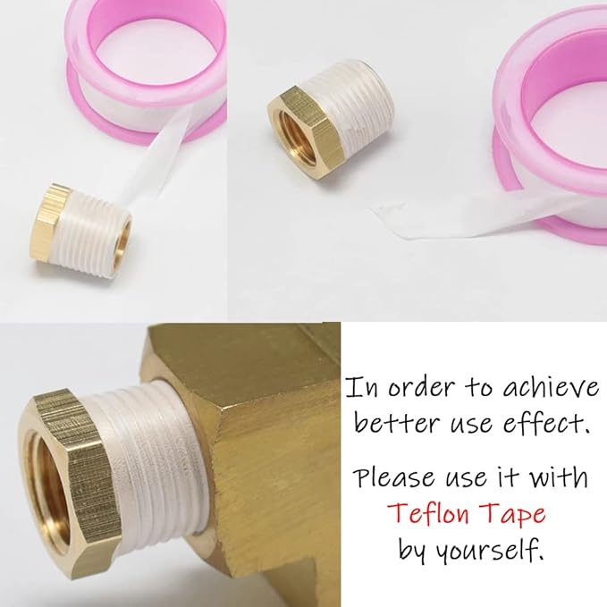 4PCS Brass Reducer Bushing, 1/4" NPT Male to 1/8" NPT Female Thread, Hex Reducing Convert Adapter Pipe Fitting Connector for Water/Oil/Gas