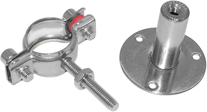 Beduan 1.5 Inch Stainless Steel Pipe Support Wall Ceiling Mount Pipe Strap Clamp Adjustable Pipe Bracket Holder for PVC Metal Water Pipe Tube Fitting (Range 38-40mm/1.5"-1.57",Height:100mm-200mm)