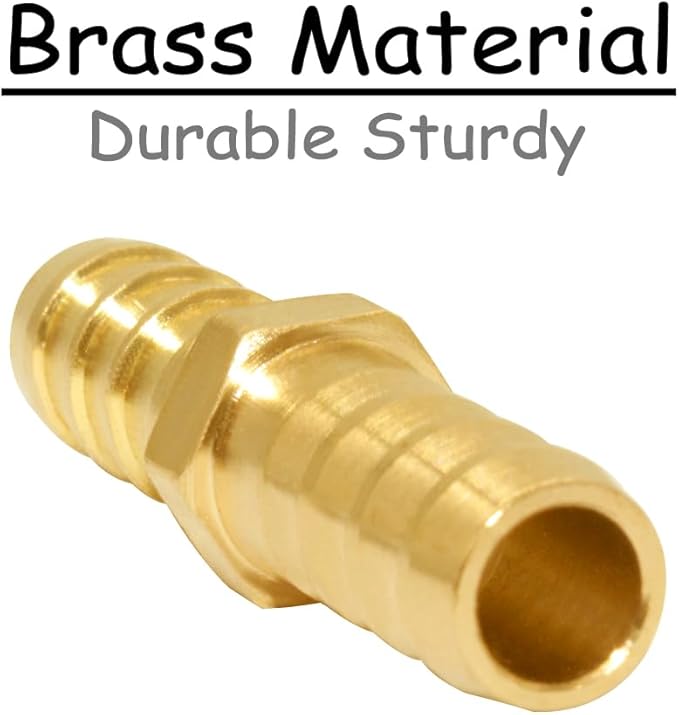 8PCS Brass 5/16"OD Barb Splicer Mender Hose Barb Fitting Straight 2-Way Union Garden Hose Repair Fittings for Water/Oil/Gas