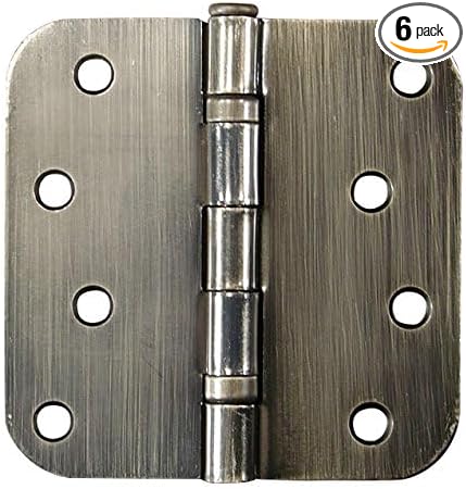 Hinge Outlet 4 Inch with 5/8 Inch Square Radius Ball Bearing Door Hinges, Heavy-Duty Steel, Removable Pin (Antique Brass, 6 Pack)