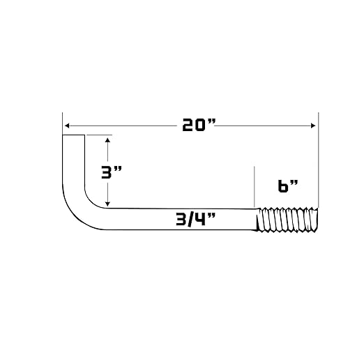 3/4"-10 x 20" L-Bolt Concrete Anchor Bolt - Hot Dip Galvanized by Conquest Fasteners