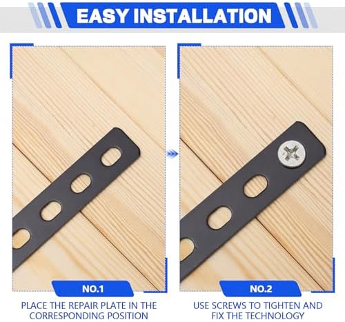 Zonon 10 Pcs 16 Inches Flat Straight Brace Brackets Adjustable 201 Stainless Steel Mending Plate 408mm/16 '' Length 16 Screw Hole Straight Bracket, 2.8 mm Thickness, Slot for 5/16" Screw (Black)