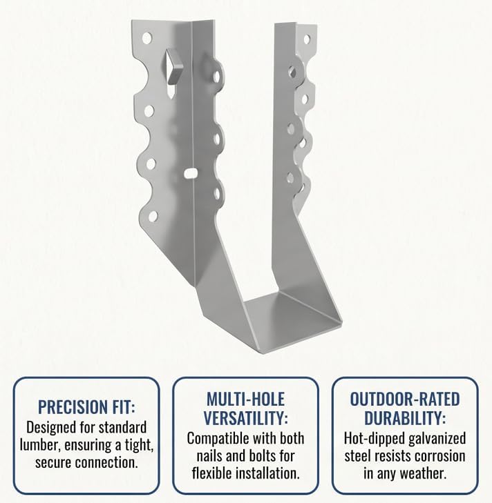 30 Pack 2x6 Joist Hanger, 20 Gauge LU26 Galvanizing Double Shear Face Mount Joist Hangers, Wood Hurricane Ties, Rafters Tie Fits Truss Connectors，Floor Deck and Ceiling Joists