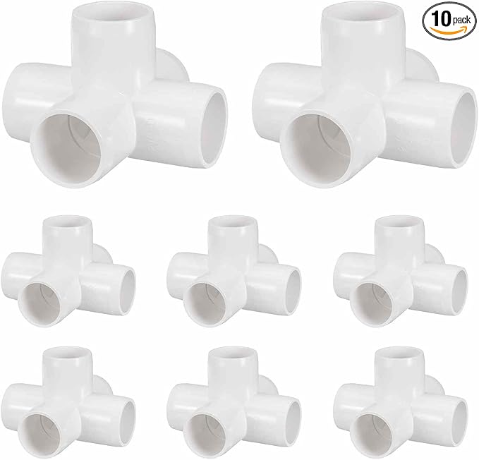 10Pcs 1" Elbow PVC Fitting, SCH40 5-Way Cross Furniture Grade PVC Pipe Fitting, DIY Corner Elbow Connector for Building Furniture, Greenhouse Frame Connection, Socket x Socket
