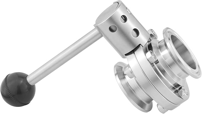 Sanitary Butterfly Valve Tri Clamp Valve with Handle 2" Tri Clamp Clover 2" Tube OD 304 Stainless Steel (pack of 2)