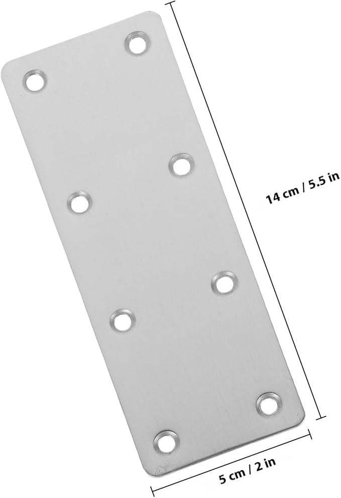 5pcs Stainless Steel Mending Plates with Screws Flat Straight Metal Brackets for Wood Furniture Repair Corner Brace for Cabinet Shelf Table and Chair Reinforcement