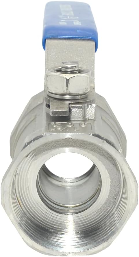 VARMHUS 2PCS 1-1/2" Stainless Steel 304 Ball Valve 1Pc Type NPT Female Threaded with Heavy Duty Blue Vinyl Insulation Handle,CF8M Ristricted Flow,1000 WOG (2PCS 1-1/2")