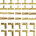 30 Pack 1/2" Pex Fittings Set, 10 Pcs Each Elbow,Tee and Coupling,Heavy-Duty Brass Crimp Fittings for PEX Pipes with Leak-Resistant Construction