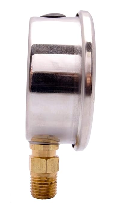 2" Oil Filled Pressure Gauge - Stainless Steel Case, Brass, 1/4" NPT, Lower Mount Connection, 0-400PSI