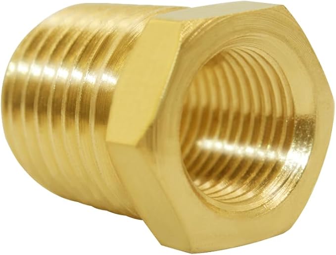 Joywayus Brass Reducing Hex Bushing 1/4" NPT Male to 1/8" NPT Female Pipe Fitting Reducer Adapter(Pack of 10)