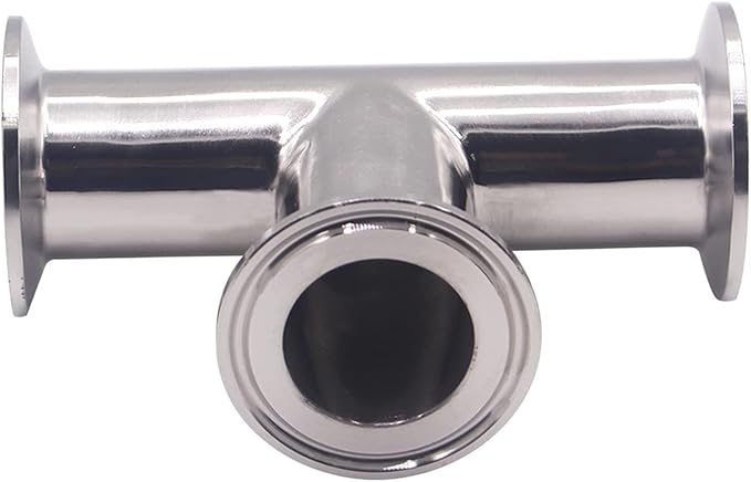 DERNORD 2 Pack Clamp Tee 3 Way SS304 with 6 Silicone Gaskets Fits 1.5" Tri Clamp, 38mm Pipe OD Sanitary Fittings(1.5 inch)