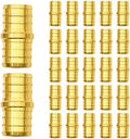 25 Pack 3/4" PEX Fittings, PEX Brass Straight Coupling Fittings