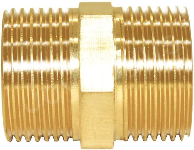Joywayus Brass Pipe Fitting Hex Nipple Equal 2Pcs 3/4"NPT Male + 2Pcs 3/4"NPT Female Air Fuel Water (Pack of 4)