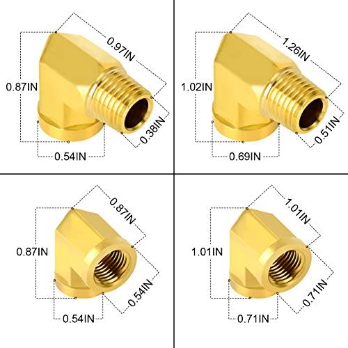 GASHER 26PCS Brass Pipe Fitting Kit, Hex Bushing, Reducer Adapter, Hex Nipple, 90 Degree Barstock Street Elbow