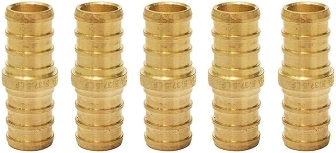 3/4 Inch (0.75) PEX Barbed Straight Coupling Connector Fitting Crimp Brass for PEX Pipe Tubing, No Lead 1 Pack