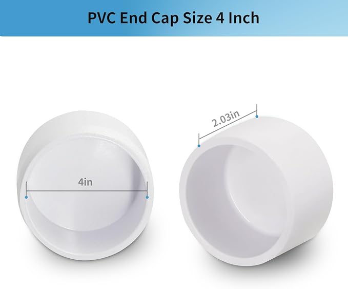 LESSO 2PCS 4" PVC End Cap, Pipe Fitting Furniture Grade, 4" PVC Pipe Plug Adapter for Build Furniture DIY Garden Shelf, SCH40 White