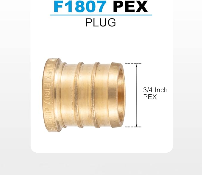 WMAXPFIT(10 Pack) 3/4 Inch PEX Plug F1807, LF Brass crimp fitting for PEX-b pipe