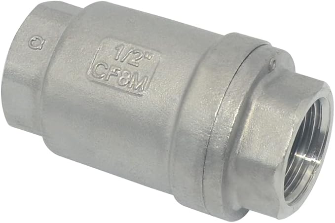 1/2" NPT Female WOG1000 Check Valve,Spring Loaded In-line Low Cracking Pressure,Stainless Steel SS316 CF8M