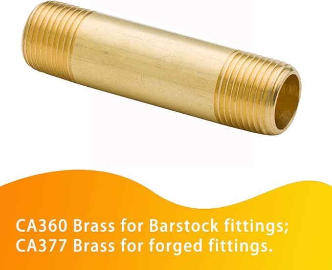 Legines Brass Pipe Fitting Long Nipple, 1/2" NPT Male x 1/2" NPT Male Extender Straight Connector, 1-1/2"Length 1200psi (Pack of 5)