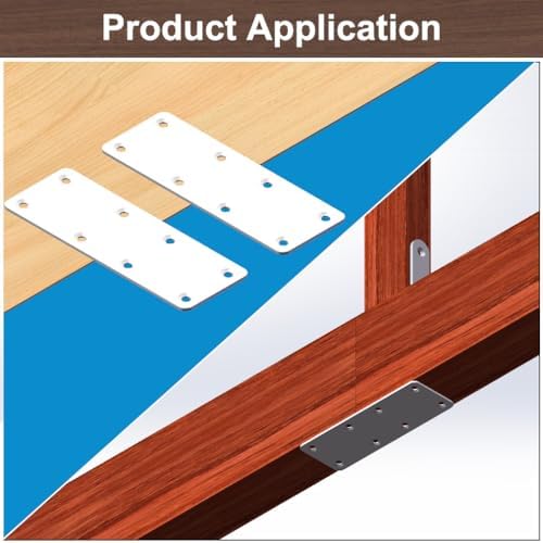 White Mending Plate 4 Pcs Stainless Steel Flat Brackets, 5.5 Inch x 2 Inch Heavy Duty Straight Brace Repair Fixing Joining Brackets for Wood Furniture Fence with Screws
