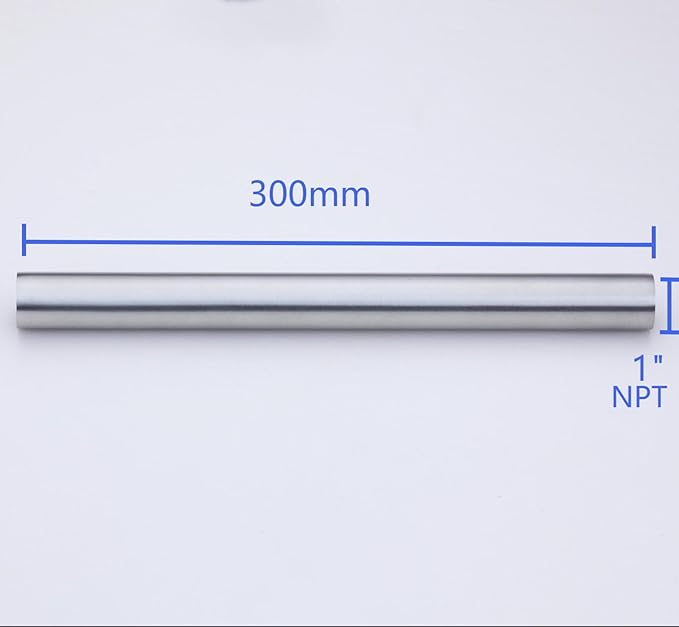 CONSTELLAR 304 Stainless Steel Pipe Fitting - 1" NPT Female x 1" NPT Female Threaded Thickened Pipe Wall, 300mm (12 inch) Length Heavy Nipple Seamless Pipe (1 Pcs)