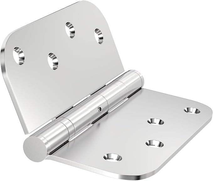 Hinges, 3 Pack Door Hinges Stainless Steel Hinges 4" Heavy Duty Hinge Ball Bearing Door Hinge with Rounded 5/8-Inch Radius Corners Thickness 3mm Hinges Heavy Duty Exterior Door Hinges
