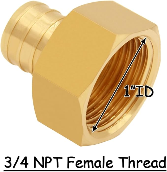 8PCS LF Brass 3/4 Inch PEX Barb to 3/4 NPT Female Straight Coupling Pipe Crimp Fitting